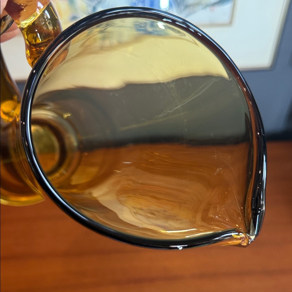 Mid Century Modern Cocktail Pitcher Handblown Amber Glass Amber - Picture 5 of 6